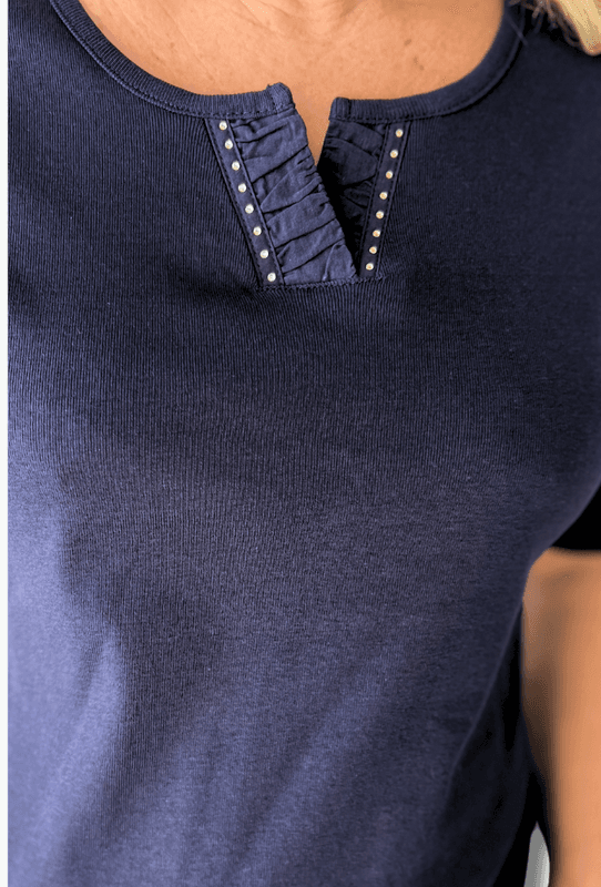 Inger t-shirt marineblå m/strass