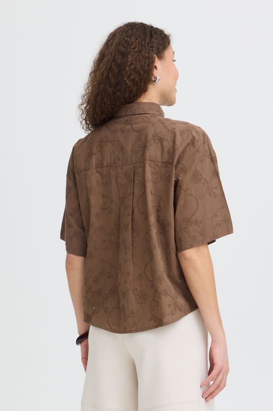Irene kortermet bomullsbluse brun
