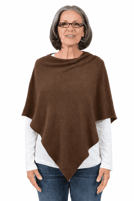 Poncho med ull brun