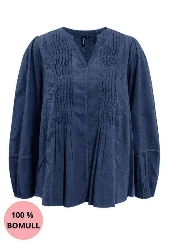 Petra bomullsbluse denimblå