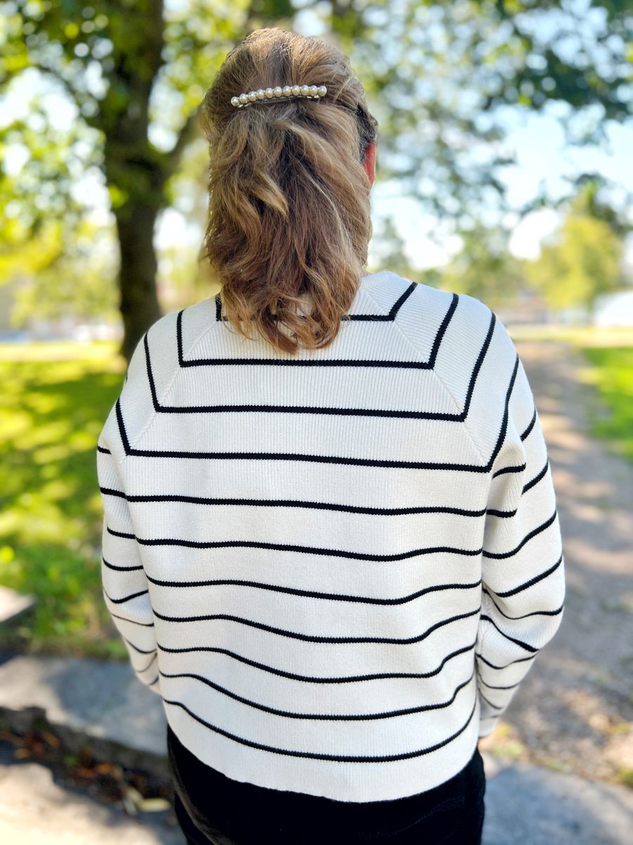 Marion cardigan kremhvit stripe