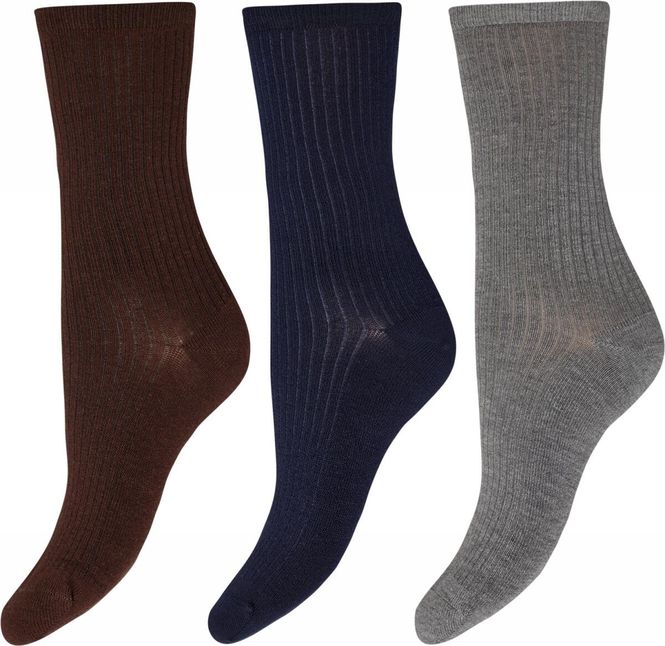 Hovedbilde 3 pack bambus sokker brun/blå/grå