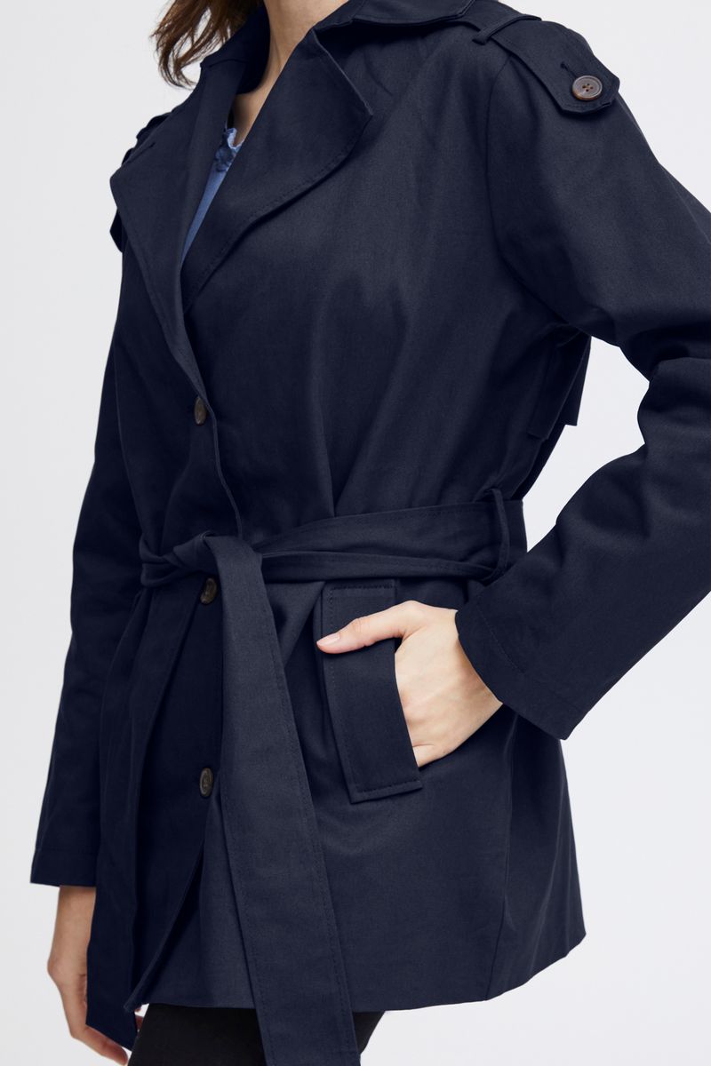 Fransa mørk blå trenchcoat