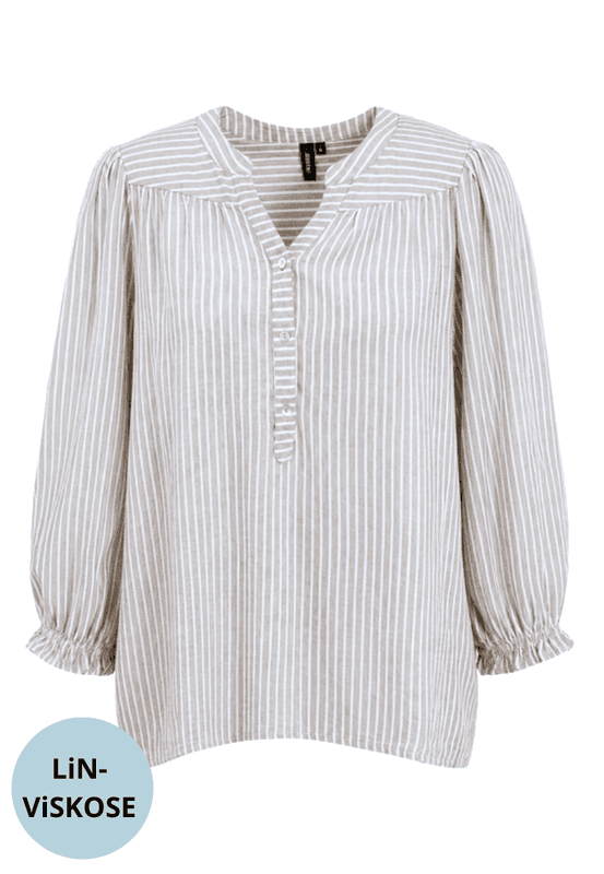 Carina blusetopp stripet beige