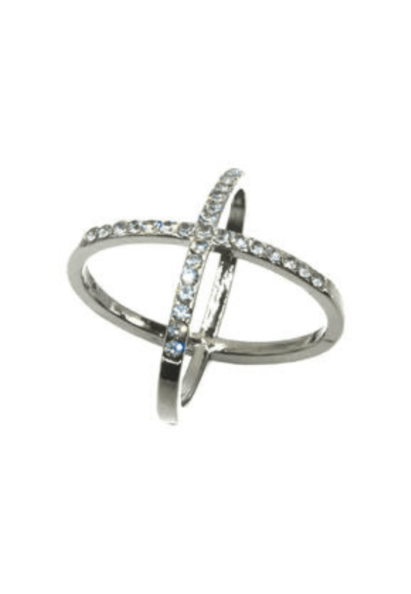 Skjerf-ring med strass sølvfarget