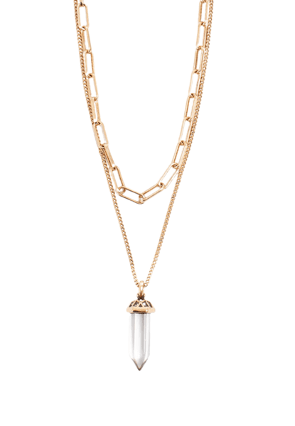 Hovedbilde To-radskjede med glassprisme gull