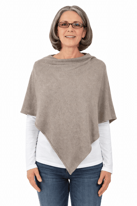 Hovedbilde Poncho med ull naturfarget