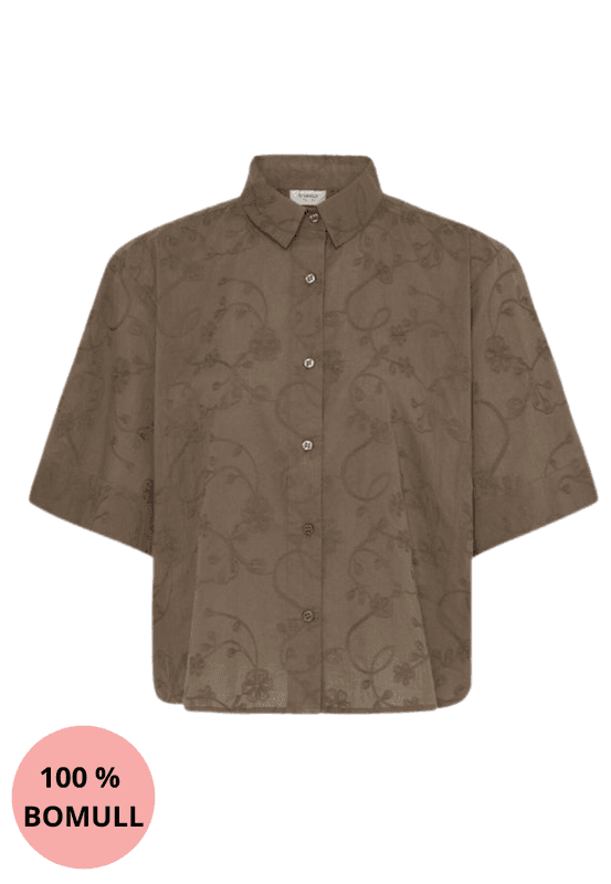 Irene kortermet bomullsbluse brun