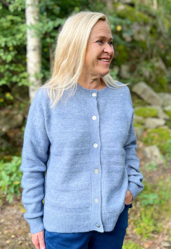 Marion cardigan m/ull isblå