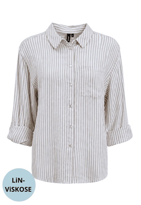 Hovedbilde Carina skjorte stripet beige lang arm