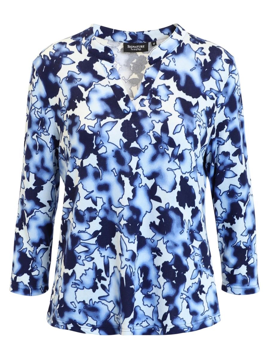 Lisen tynn fleece genser blå blomst