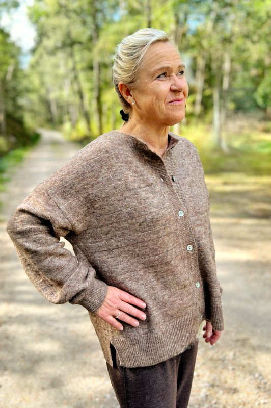 Marion cardigan m/ull beige melert