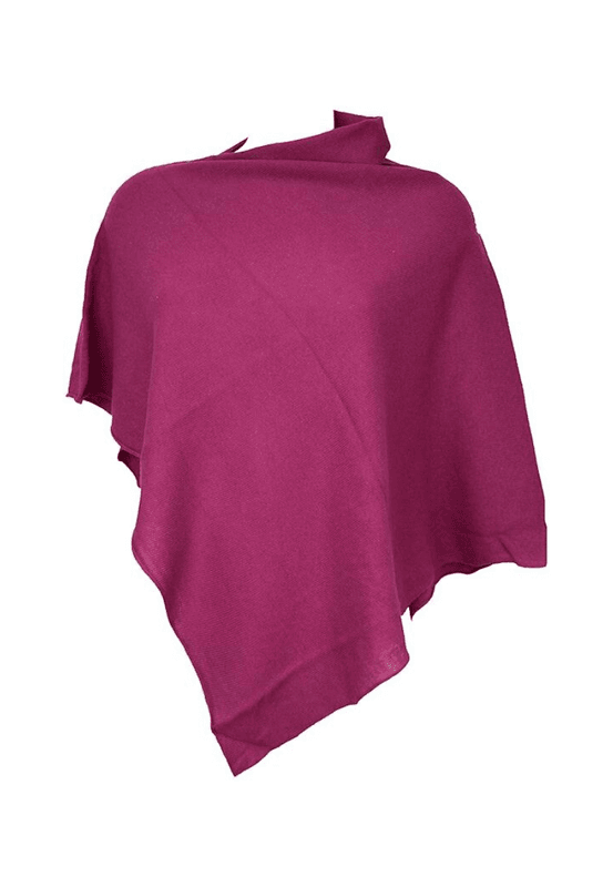 Poncho med ull fuksia