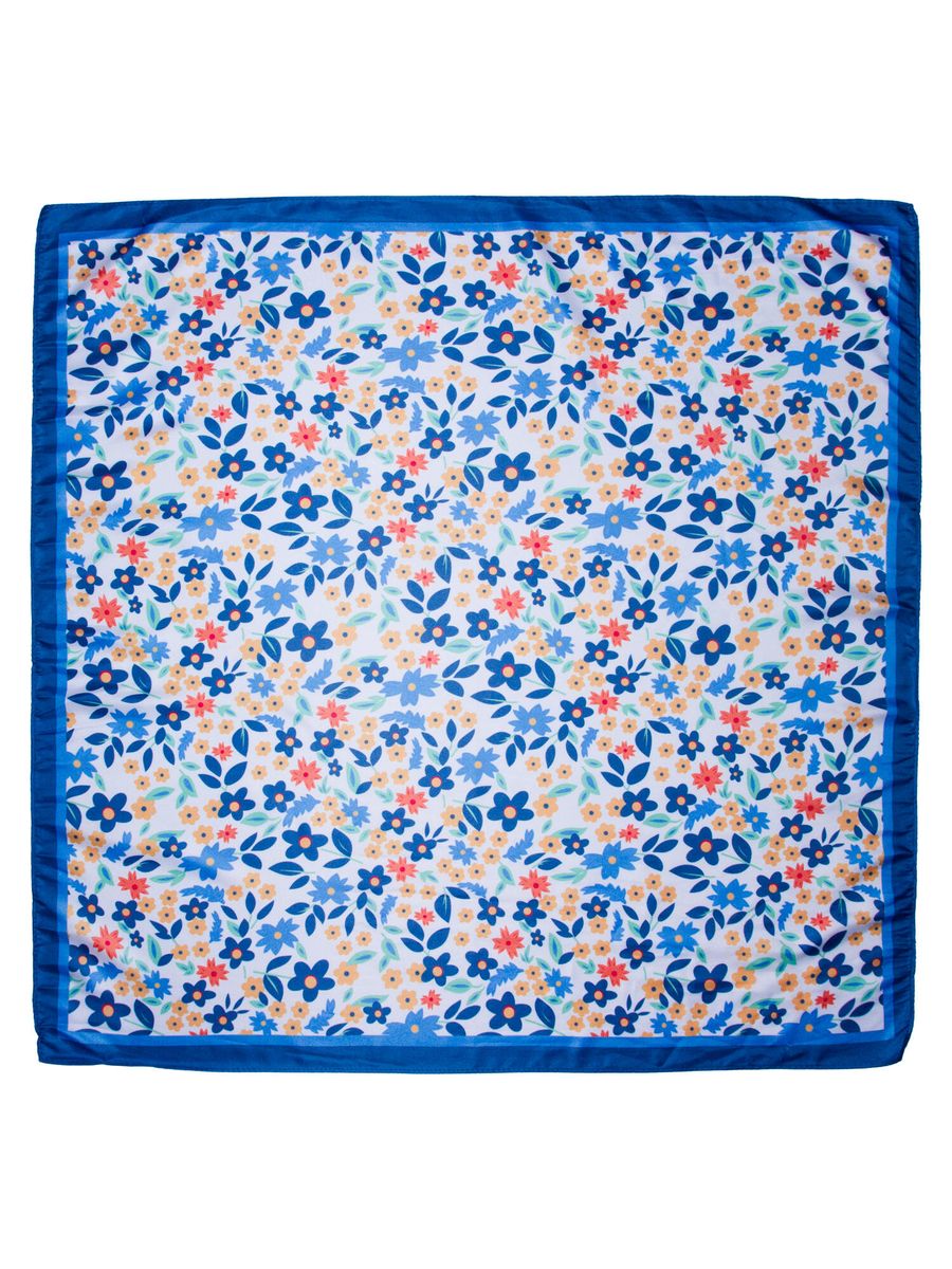  Skjerf blomstereng blå