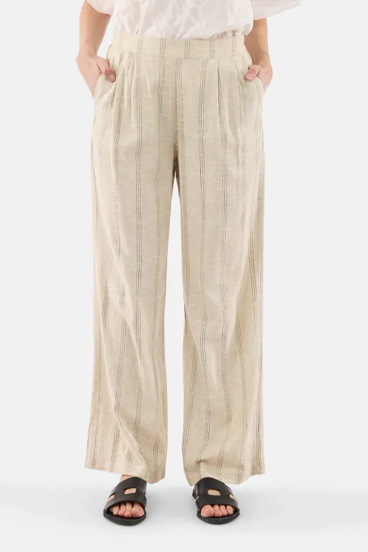 Carine linbukse natur stripe 78 cm