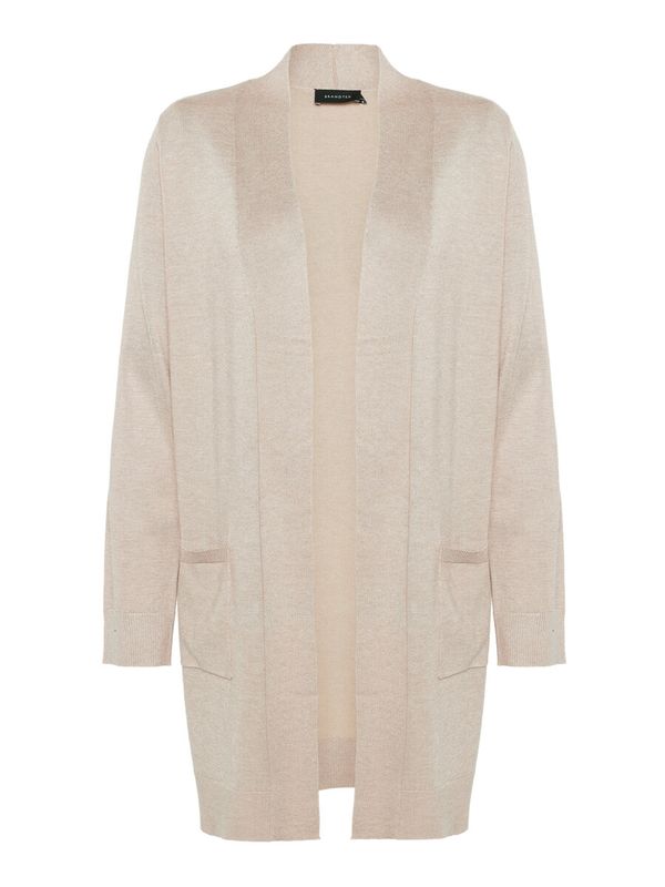 Amalie strikkejakke beige melert