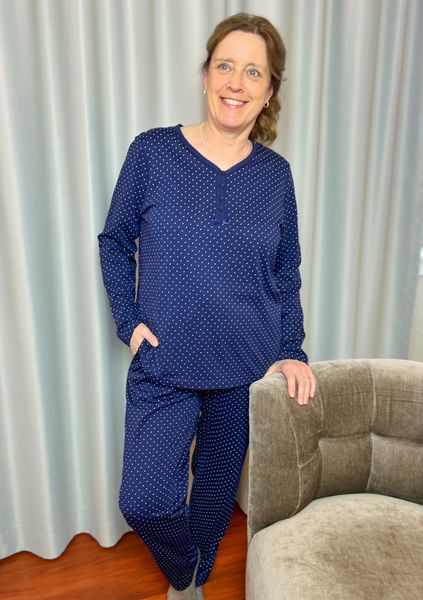 Hovedbilde Edel bomulls-pyjamas midnattblå